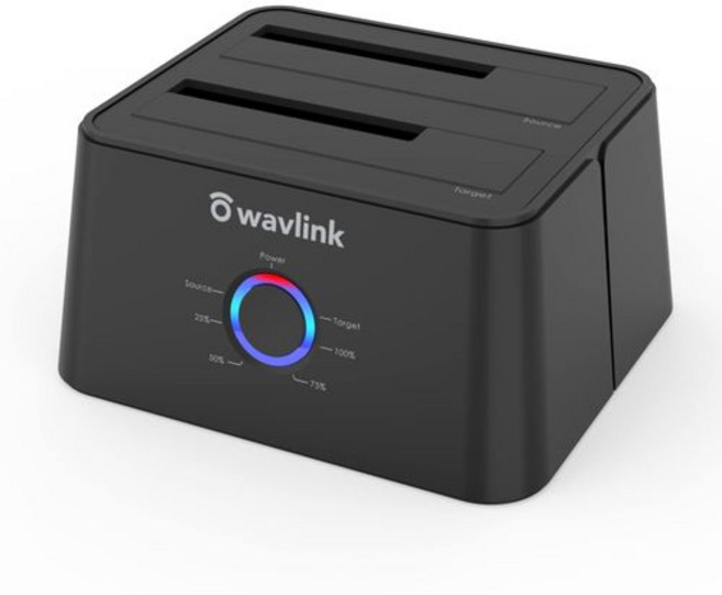 WAVLINK USB 3.0 및 C to SATA 듀얼 베이 외장 하드 드라이브 도킹 스테이션 UASP(6Gbps)를 지원하는 2.5/3.5인치 HDD/SSD 오프라인 클론/복, 1개