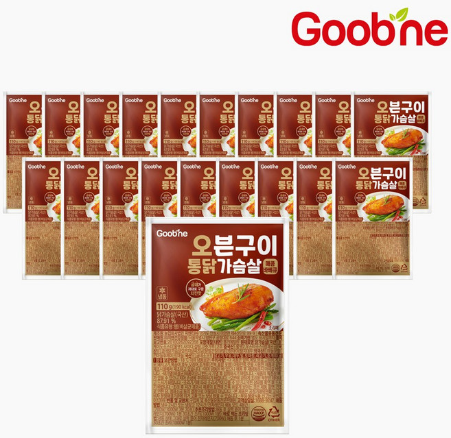 굽네 오븐구이 통 닭가슴살 매콤바베큐 110g, 20개