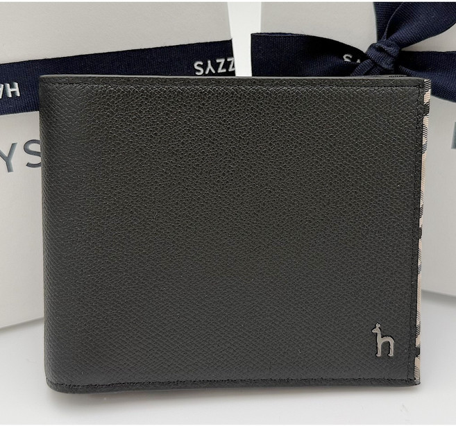 헤지스 베이직한 체크장식 소가죽 반지갑 (선물포장)