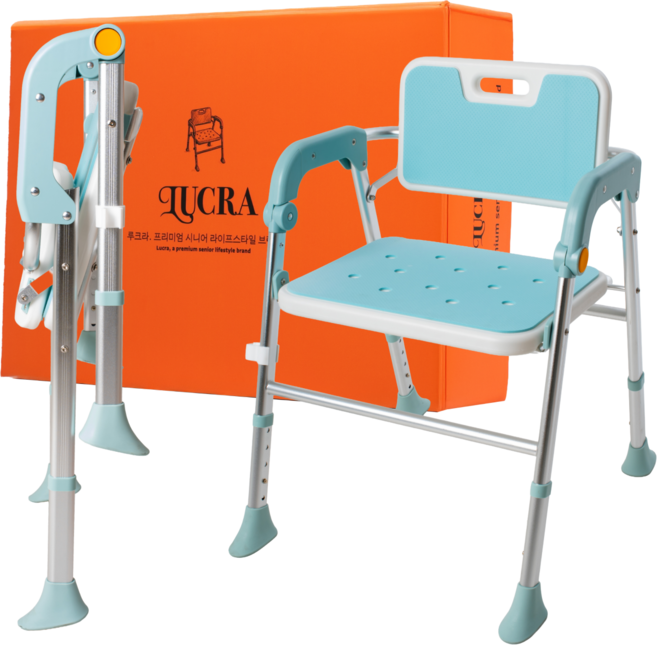 [유럽인증] 루크라 100kg 끄떡없는 접이식 목욕의자 알루미늄 EVA위생 어르신 환자용 임산부용 노인용 조립90%, 1개