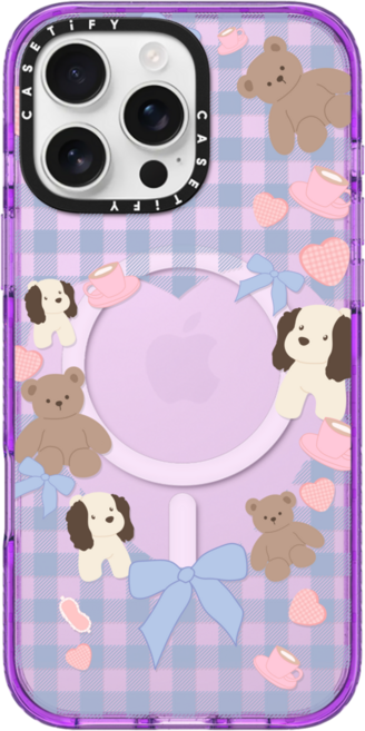 케이스티파이 CASETiFY 아이폰 16 프로 맥스 맥세이프 호환 임팩트 케이스 Puppy Pudding - 글리터 인디고, {Size} {Color} -  퍼플, 퍼플, 1