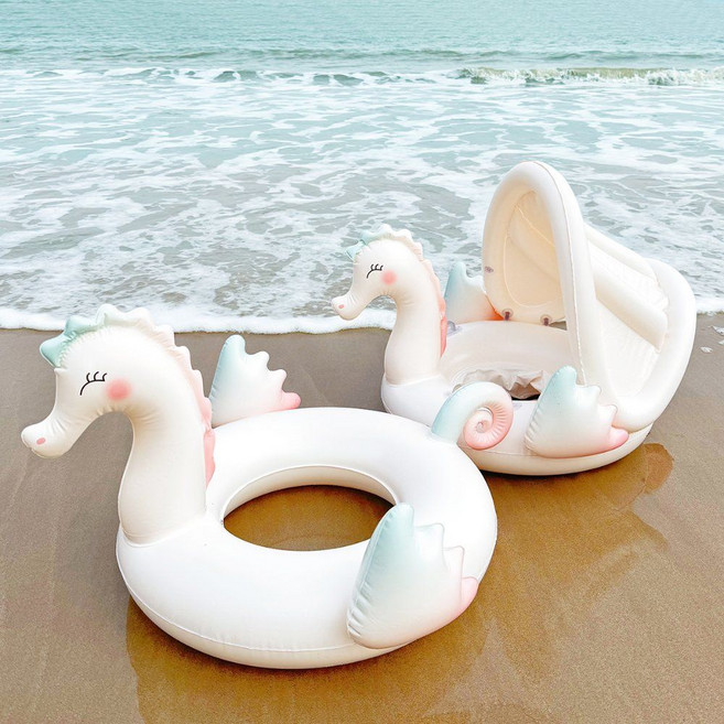 유니콘 둥둥 보트 튜브 플라밍고 보행기 아기 성인 오리 수영 해먹 물놀이 여름 스윔 용품, E. 유아용 해마 시트 튜브