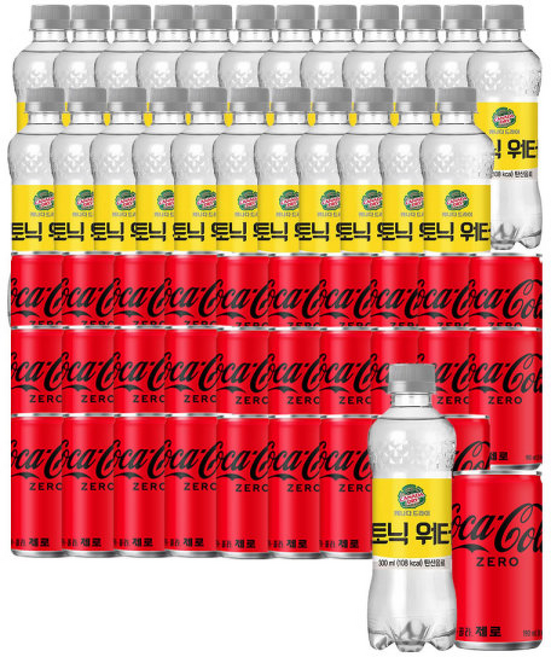 코카콜라제로 + 캐나다 토닉워터 x24페트, 30개, 190ml