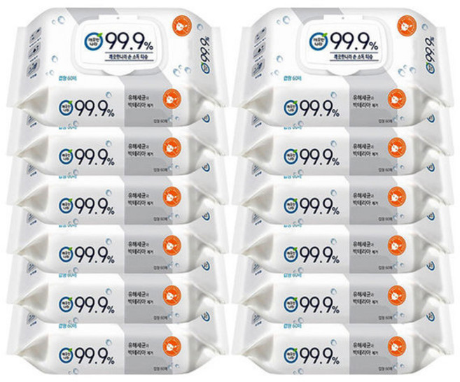 깨끗한나라 99.9% 클린 손소독티슈 60매 50팩 단체 대량구매상품