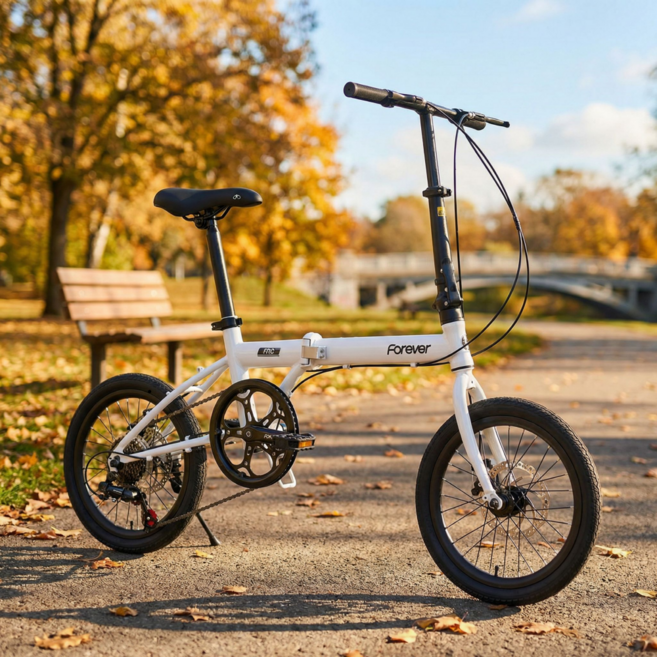 쇼넷 접이식 미니벨로 자전거 16인치 20인치 7단 폴딩 출퇴근 생활형 자전거, 1개, 95cm, 펄화이트