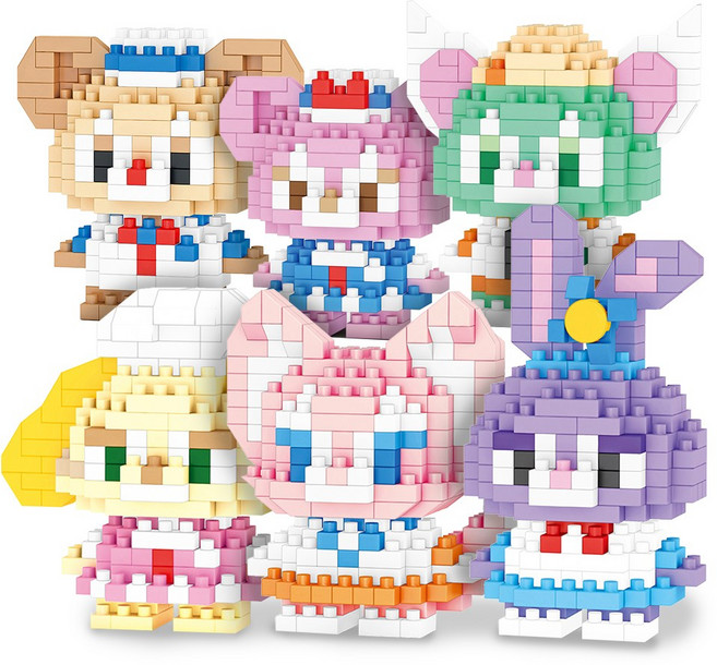 [알꿀밤-나노블럭-D애니] B 미니 더피베어 6종 세트, 1개