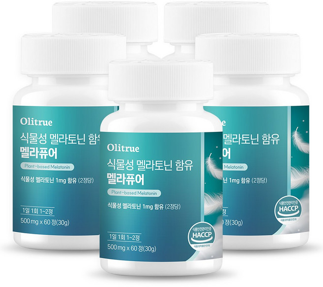 올리트루 식물성 멜라토닌 함유 멜라퓨어, 5개, 60정