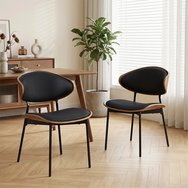 LUXRORO 이메스 스타일 식탁의자 북유럽 스타일 카페 의자, 블랙, 2개