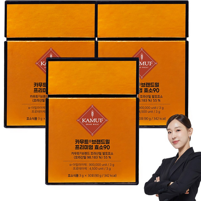 그레인온 카무트 브랜드밀 프리미엄 효소 90 30p, 90g, 3개