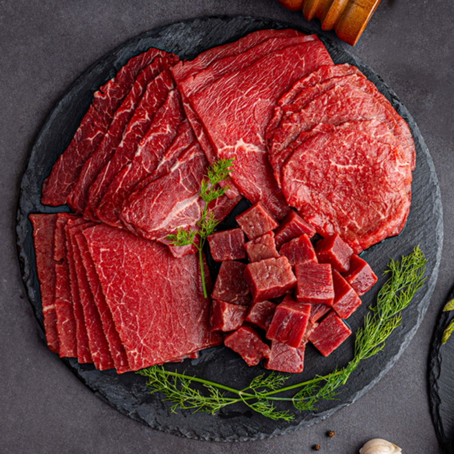 고단백 저지방소고기 우둔살 부채살 설도 홍두깨 토시살 다짐육 슬라이스 스테이크 큐브 1kg, 200gX5팩, 07.저지방다짐육