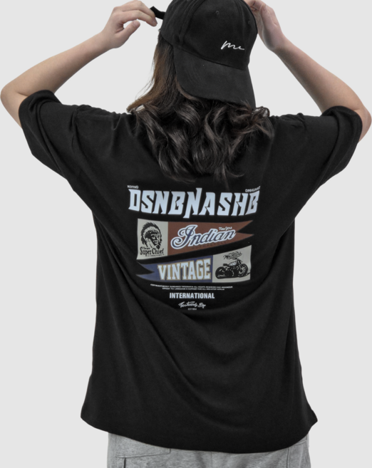 [~88/3XL]비크네 남녀공용 프리사이즈 순면 오버핏 인디언 프린팅 반팔티