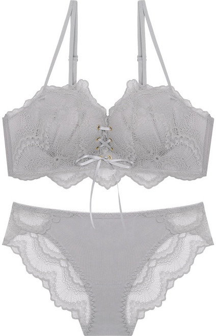 [뽕브라마켓] 3cm 메리 코르셋 푸쉬업 노와이어 레이스 AA컵 볼륨 브라팬티세트