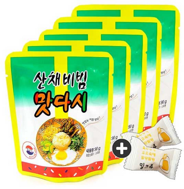 맛다시 산채비빔 맛다시(90g) x 5봉(+밀크츄2개 포함), 90g, 5개