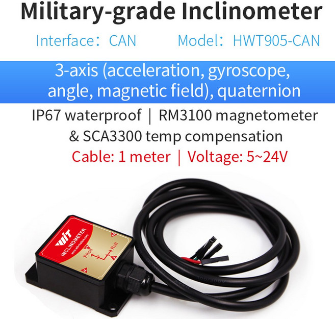 WITMOTION WT901C 고정밀 제공 자기장 경사계 9축 자이로스코프 ANDROID 가속도계 AHRS 각도 PC, HWT905 CAN