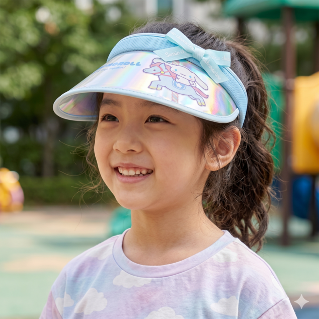 산리오 캐릭터가 귀엽게 디자인 된 시나모롤 리본 썬캡 모자