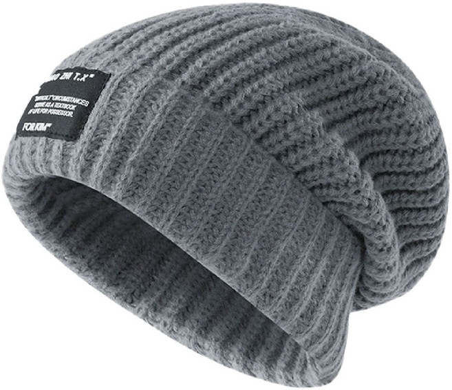 柔軟舒適羅紋針織帽 透氣保暖登山帽 時尚百搭戶外帽, 灰色
