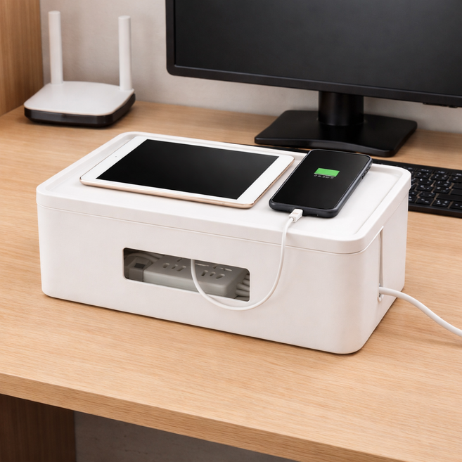 모루아 전선정리 멀티탭 정리함, 화이트, 1개