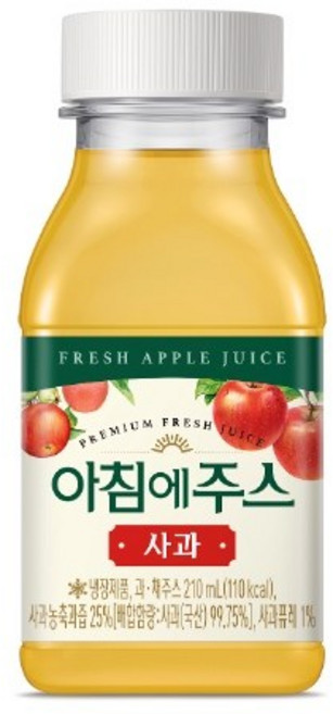 (서울우유)신선한 아침에 냉장 프리미엄 천연과즙주스 사과210ml, 210ml, 18개