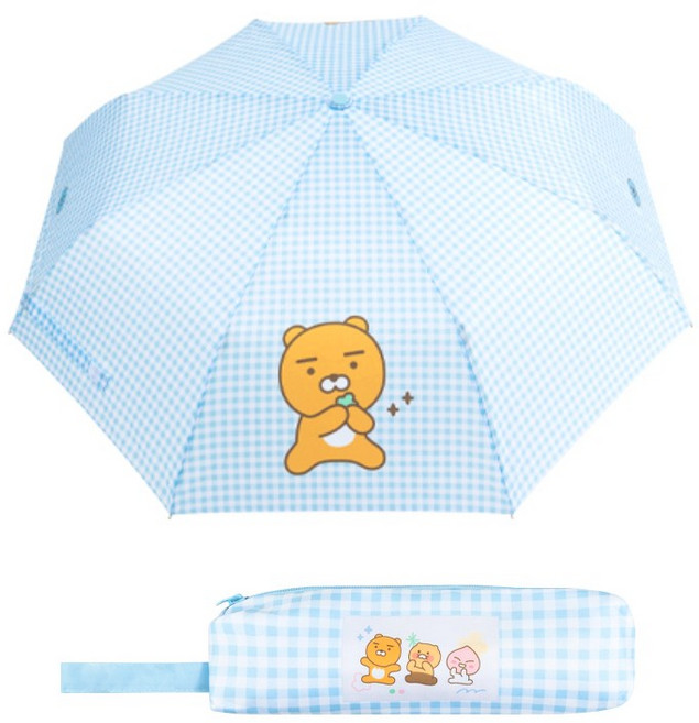 카카오프렌즈 체크패턴 3단수동우산 / 접이식우산 미니우산 단우산 캐릭터우산 휴대용우산 카카오우산 카카오프렌즈우산