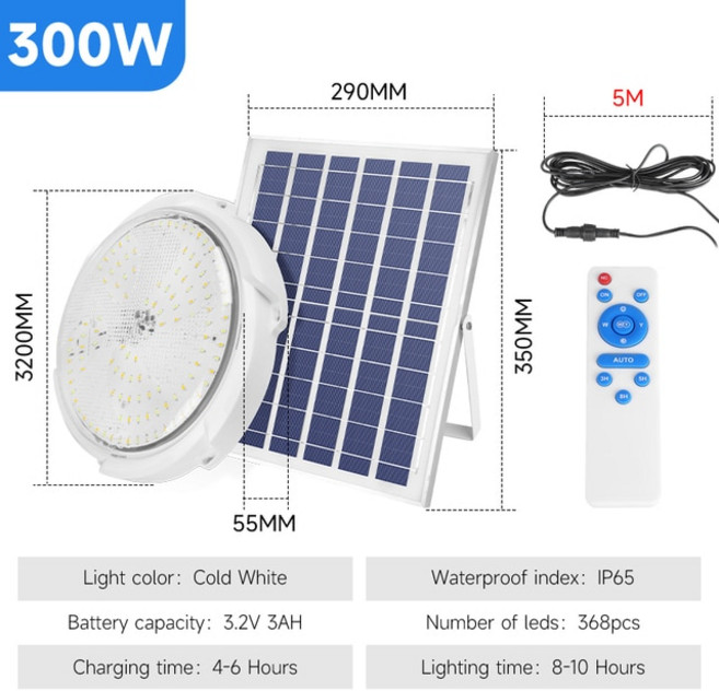 야외 태양광 LED 방수 투광 조명 에너지 패널 램프 정원 장식 캠핑용 반사판 기구 led 야외조명 가로등, [11] 300W Cold 6500k, 300W Cold 6500k+Cold White