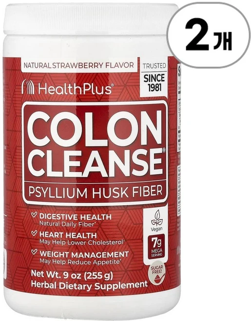 헬스 플러스 콜론 클렌즈(대장 세척) 스트로베리 Health Plus Colon Cleanse® Strawberry 255g, 2개 - 쿠팡
