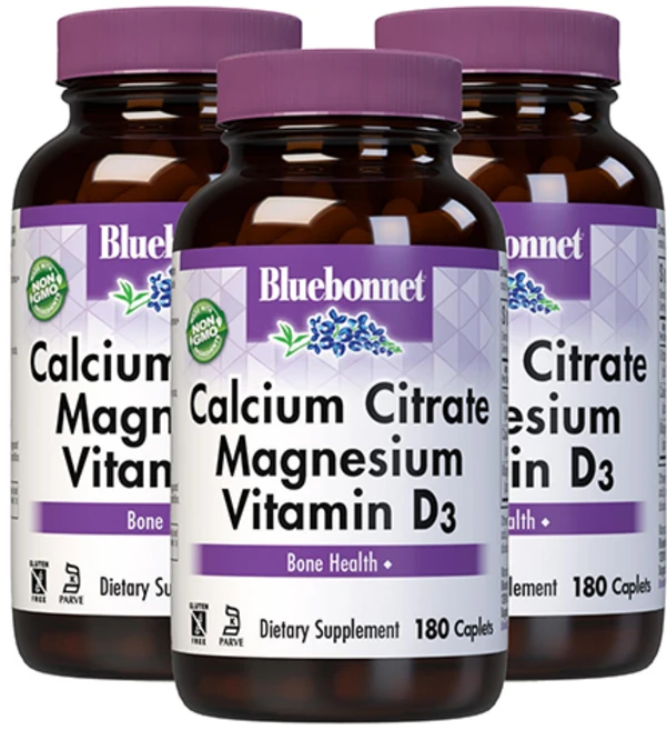 블루보넷 칼슘 시트레이트 마그네슘 비타민 D3 캐플렛, 180정, 3개 - 쿠팡