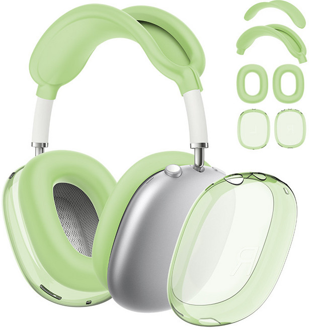 애치비 투명 에어팟 맥스 케이스 보호커버 4in1 세트, 그린, 1개