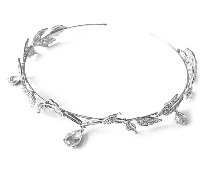 결혼식 신부 이마 티아라 머리띠 크리스탈 나뭇잎 헤어밴드 요정 주얼리 왕관