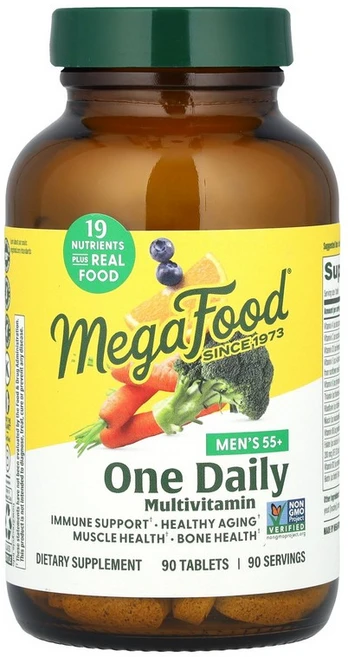 메가푸드 MegaFood 55세 이상 남성용 데일리 종합비타민 1정 90정121164원산지:기타, 90 개, 1개, 90정 - 쿠팡
