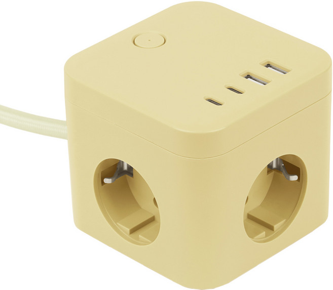 라이프썸 큐브 멀티탭 3구 4포트 USB C타입 1.8m (LFS-HA53) 10종 택1, 1개, 레몬타르트