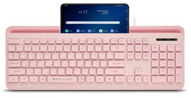 이큐메딕 항균 모바일 거치형 저소음 유선 일반형 키보드, 1 COROL 핑크 + 키스킨 (이큐메딕 정품), Sanitize-K1, 제조사축