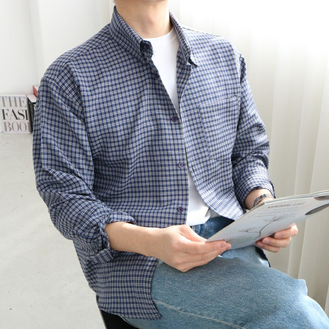 스타일리브 남자 체크 셔츠 남성 긴팔 남방