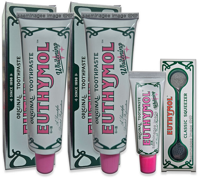 [EUTHYMOL] 화이트닝 치약 본품 120g 2개 + 20g 1개 + 스퀴저 1개, 260g