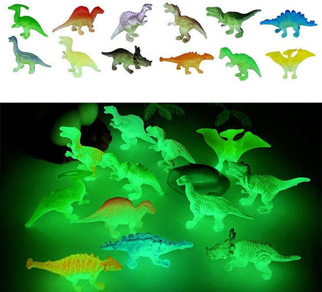야광공룡 공룡피규어 미니어쳐 형광 귀여운 고무 다이노소어, 1개
