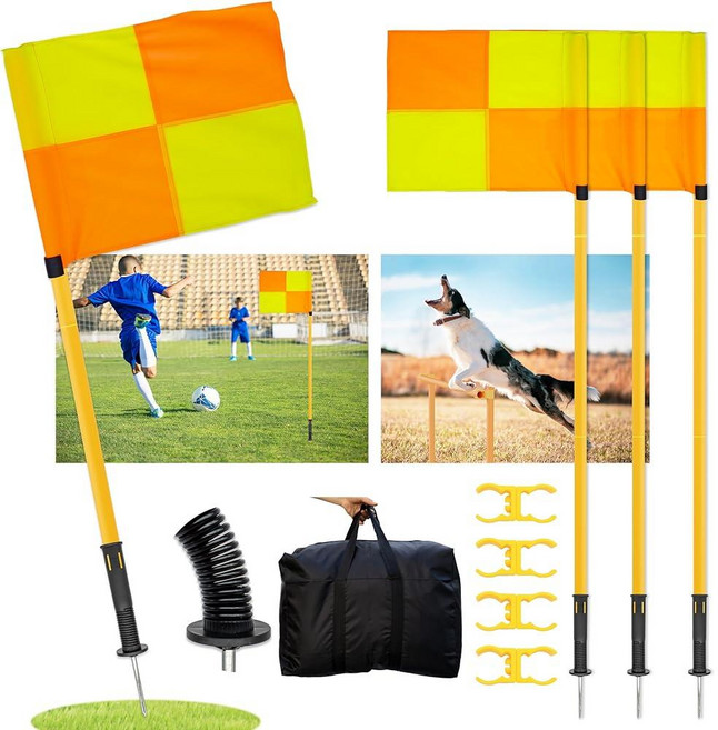 MAYOKEN 축구 코너 깃발 4개 세트 조절 가능한 ABS 깃대 게이트 모양 훈련용 튜브 커넥터 스프링 장착 베이스 및 보관 가방 축구 훈련 및 스피드 연습을 위한 1, MAYOKEN 축구 코너 깃발 4개 세트 가능한 ABS