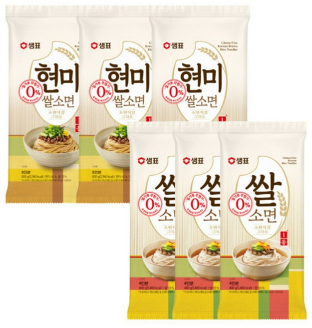 샘표 현미소면 800g +쌀소면 400g 각3개씩, 1세트