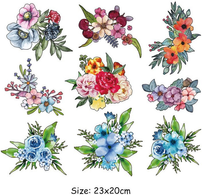 이로나 플라워 열전사 스티커세트 6종 의류 에코백 파우치 꾸미기 DIY, 06. 내추럴 가든 9종, 1개