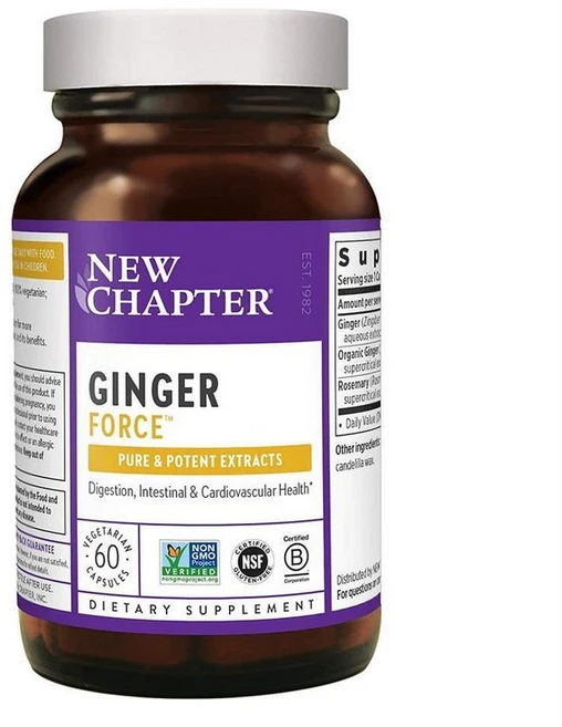 New Chapter Ginger Force Non-GMO 60 ct Vegetarian Capsules 뉴챕터 진저 포스 베지 캡 60정, 1개 - 쿠팡