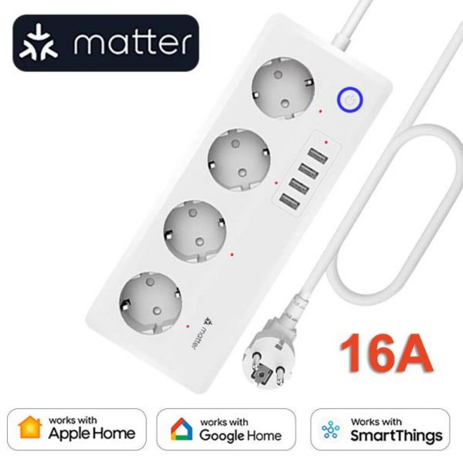 Arumny Matter 전원 스트립 스마트 멀티 콘센트 전기 확장 소켓 케이블 어댑터 Eu Kr 플러그 Apple Google, 1개, 01 Eu 플러그, 한개옵션2