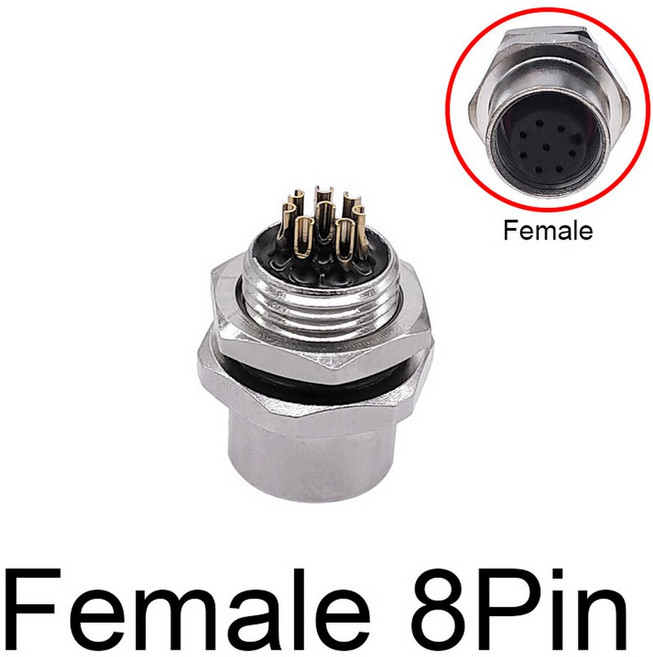 후면 플랜지 소켓 유형 M12 패널 커플링 나사형 8PIN M1216 장착 커넥터 센서, 8)M12 Female 8pin, 1개