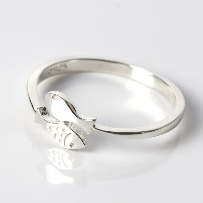 오로프 순은 925 투웨이 물고기 행운 재물 수능 소원 열손가락 가드링 반지 5호~23호 (S5578R)