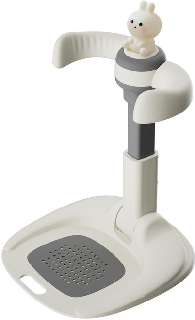 寶寶站立洗澡輔助器可摺疊嬰兒洗澡盆沐浴臺洗澡架寶寶洗屁屁神器, 1個, 兔子款-灰色:如圖
