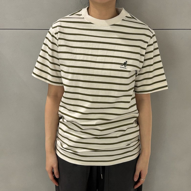 [국내정식매장] 캉골 반팔 티셔츠 Kangol 에센셜 스트라이프 2824 카키