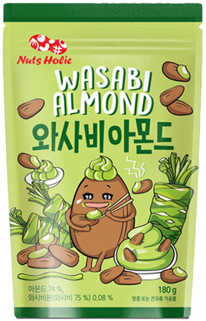 HALAL 넛츠홀릭 와사비맛 아몬드 할랄 180g 1개