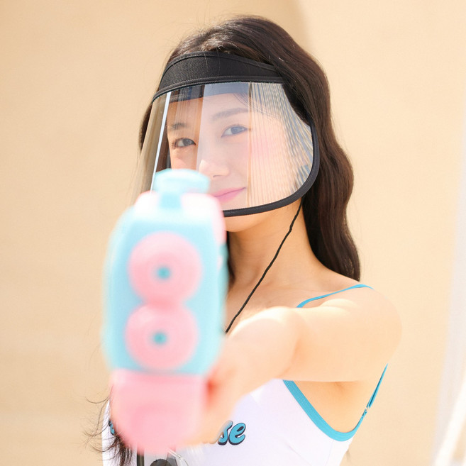 라핑 국산 투명 UV 무지 썬캡 햇빛 자외선 차단 여름모자 워터밤 흠뻑쇼 물놀이 블랙 워터파크