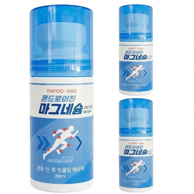 라피도마그 손가락 패치 대신 바르는 마그네슘 겔 콘드로이친, 3개입, 1세트 - 쿠팡