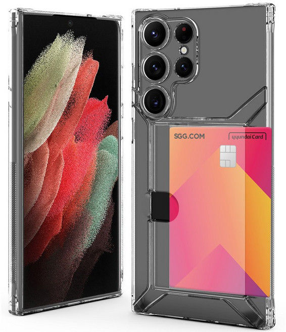 리빙그레이 갤럭시 S21 플러스 울트라 카드 수납 슬라이드 투명 케이스