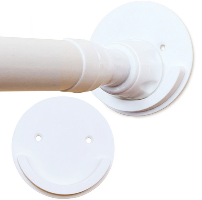무타공 커튼봉 브라켓 압축봉 고정 홀더 원형 2개입, 화이트