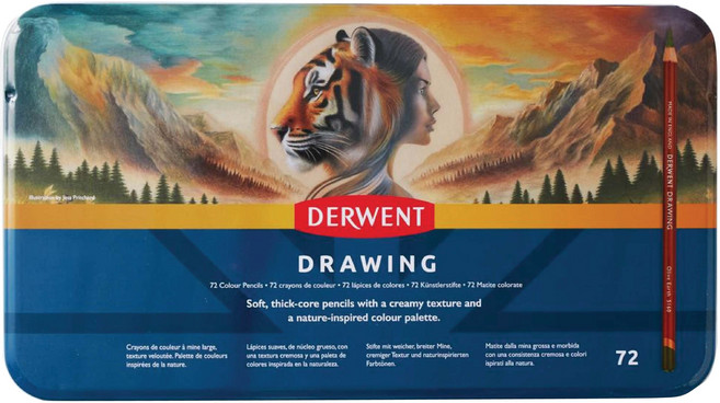 Derwent Drawing 炭精筆色鉛筆 72色, 1個, 72個