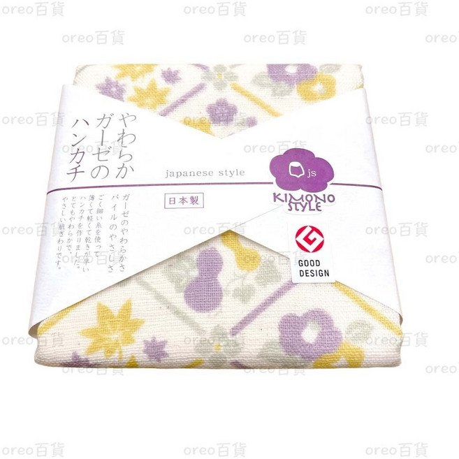 日織商工 日本製 大阪泉州毛巾手帕 四季菱圖案 柔軟吸水小方巾, 1個, 四季菱